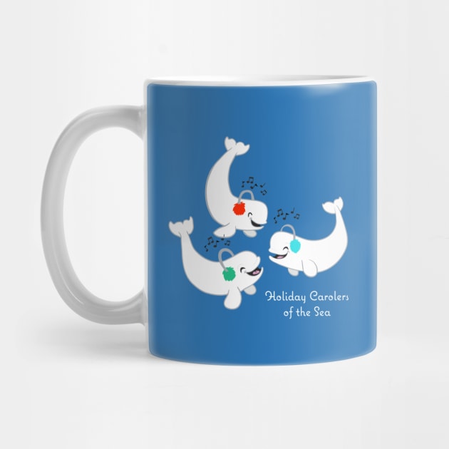 Holiday Carolers of the Sea (Belugas) by Peppermint Narwhal